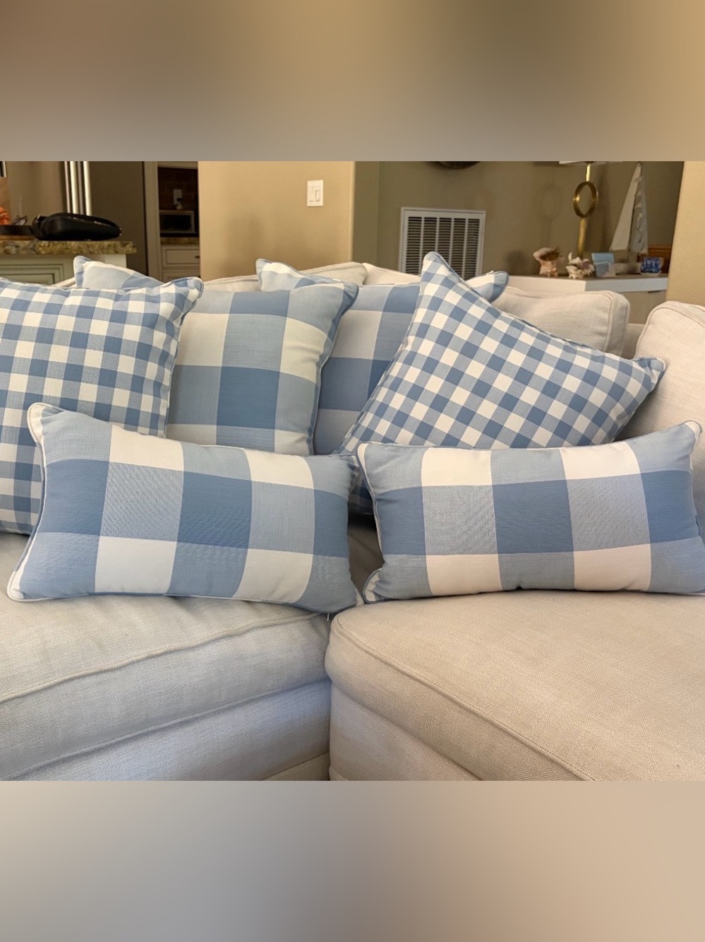 Perennials Gingham Pillow collection (6) by Serena & Lily.